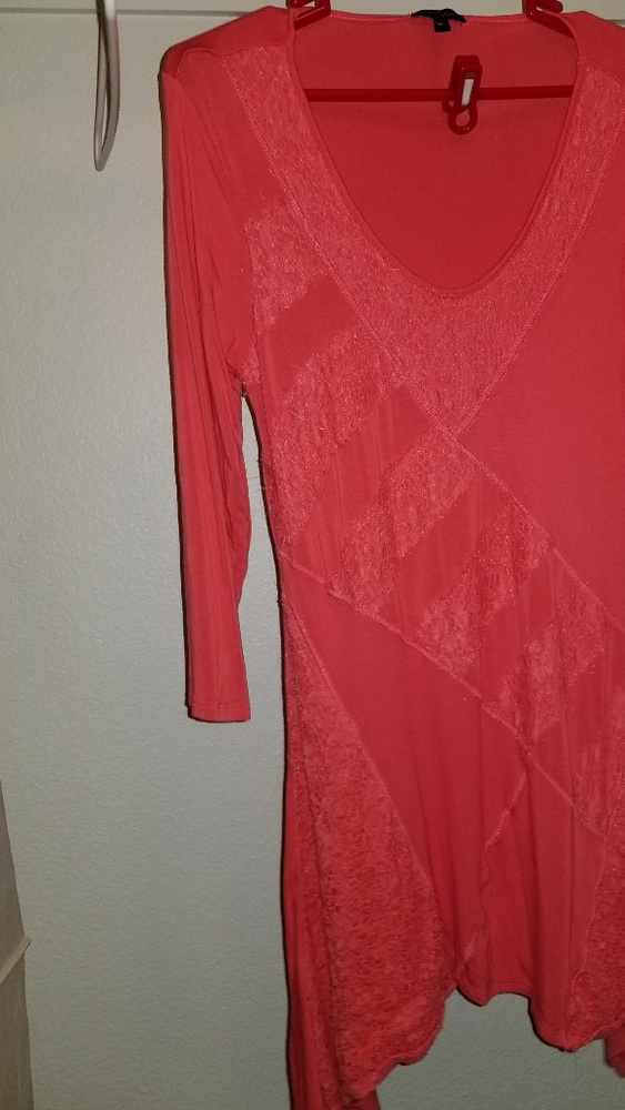 Coral long dress, long sleeves, sz large